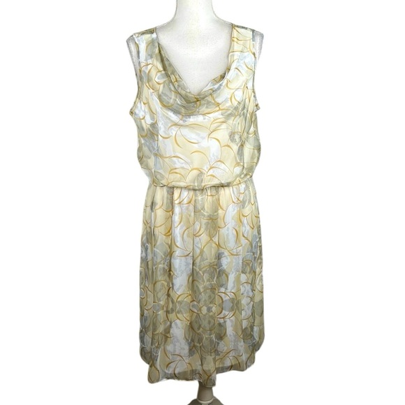 The Limited Gray White Gold Summer Flowy Casual Classic Midi Dress Size Large - Picture 1 of 7